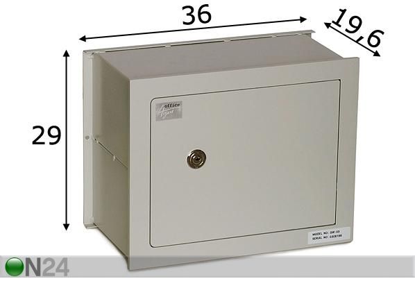 Seina integreeritav seif SW-03 mõõdud