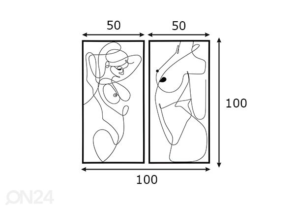 Seinadekoratsioonid Body 2tk 50x100 cm mõõdud