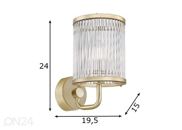 Seinalamp Sergio Gold 1F mõõdud