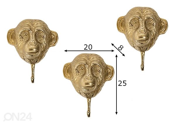 Seinanagide komplekt Three Apes mõõdud
