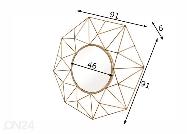 Seinapeegel Diamond 91x91 cm mõõdud