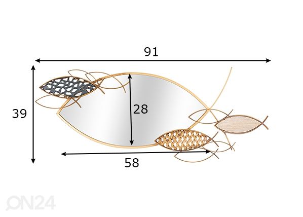 Seinapeegel Fish 91x39 cm mõõdud