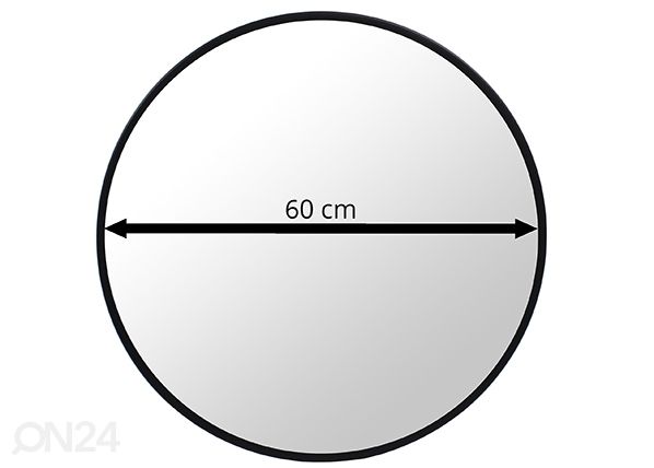 Seinapeegel, must Ø60 cm mõõdud
