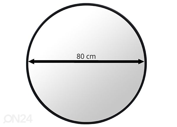 Seinapeegel, must Ø80 cm mõõdud