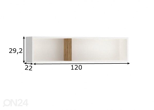 Seinariiul Ricko 120 cm, valge/tamm mõõdud