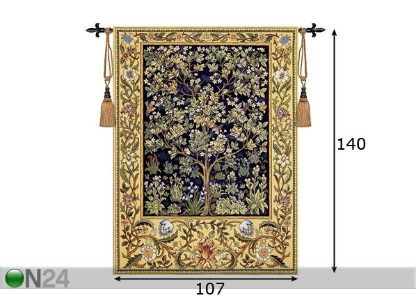 Seinavaip Gobelään Tree Of Life 140x107 cm mõõdud