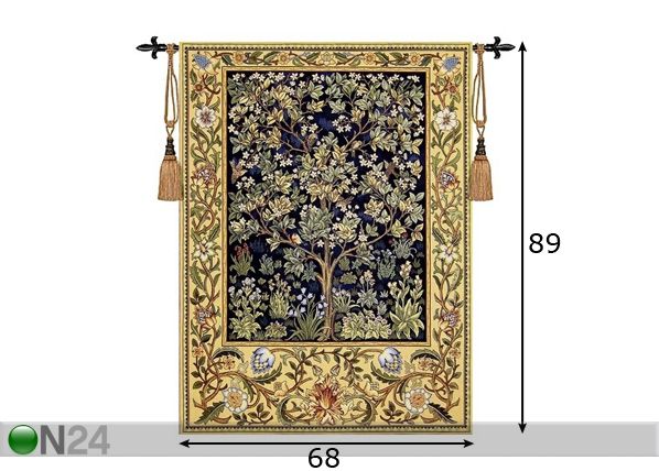 Seinavaip Gobelään Tree Of Life Small 89x68 cm mõõdud