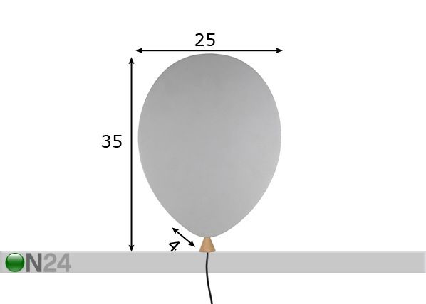 Seinavalgusti Balloon mõõdud