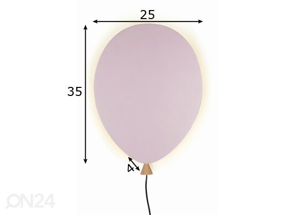 Seinavalgusti Balloon mõõdud