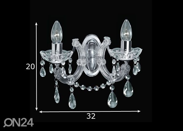 Seinavalgusti Marie Therese Crystal mõõdud
