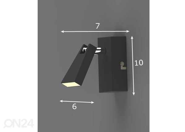 Seinavalgusti Spazio Black LED mõõdud