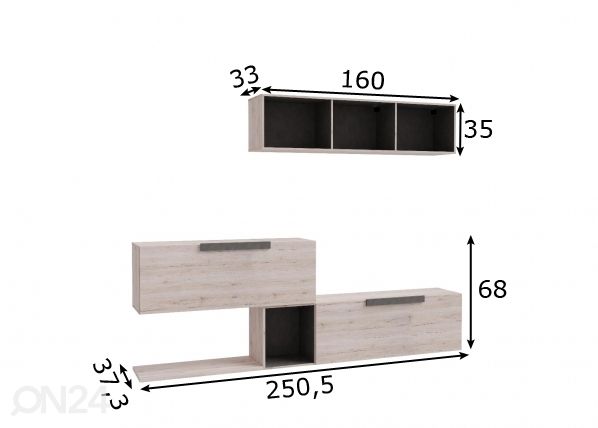 Sektsioon Focus 250 cm mõõdud
