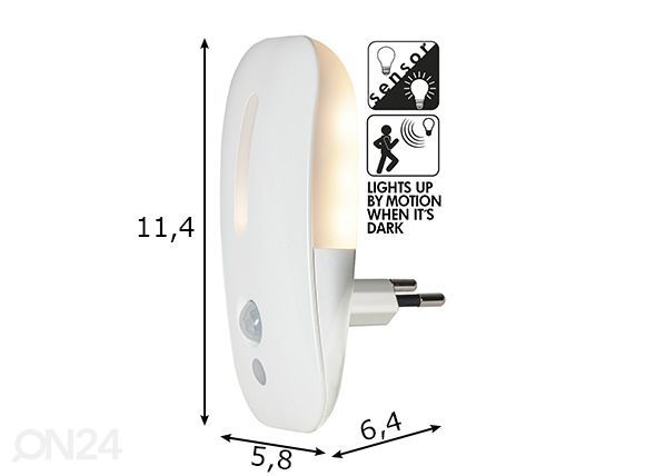 Sensoriga öölamp mõõdud