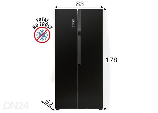 Side-by-side külmik Bomann SBS73241SIX must mõõdud