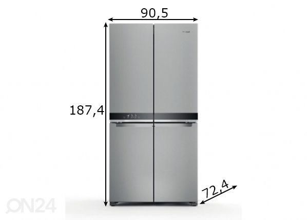 Side-by-side külmik Whirlpool WQ9M2L mõõdud