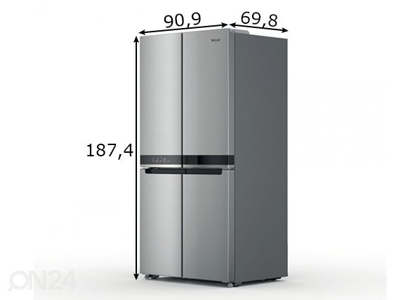 Side-by-side külmik Whirlpool WQ9U1L mõõdud