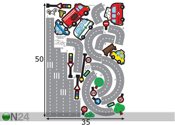 Sisustuskleebis Autotee mõõdud