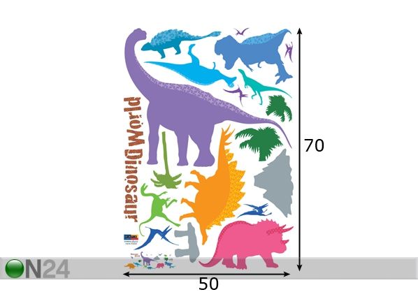 Sisustuskleebis Dinosaurused mõõdud