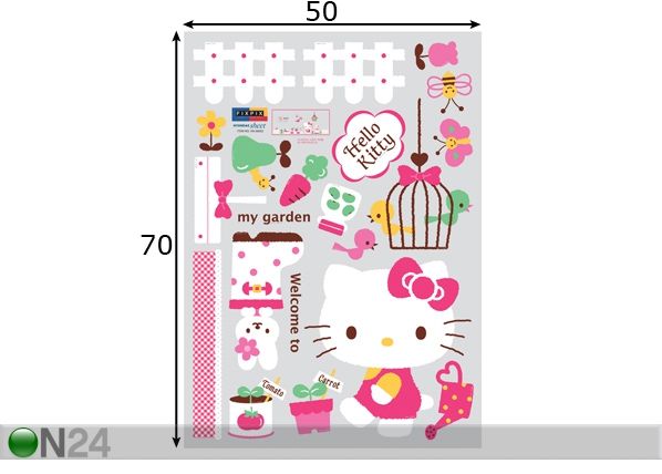 Sisustuskleebis Hello Kitty Aed mõõdud