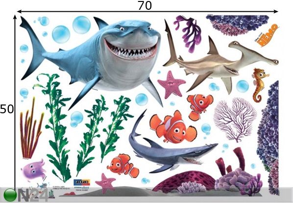 Sisustuskleebis Kalapoeg Nemo mõõdud