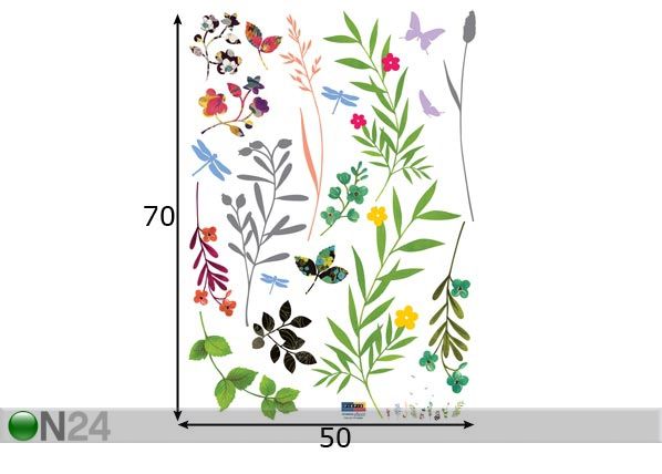 Sisustuskleebis Värvilised kõrred mõõdud