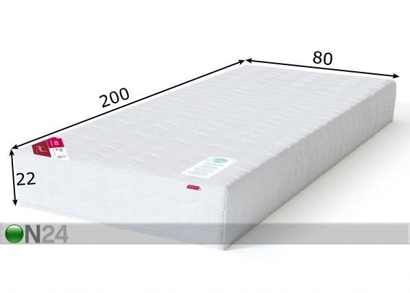 Sleepwell vedrumadrats RED Pocket pehme 80x200 cm mõõdud