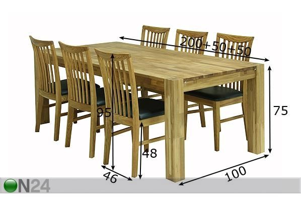 Söögilaua ja toolide komplekt Pillau mõõdud