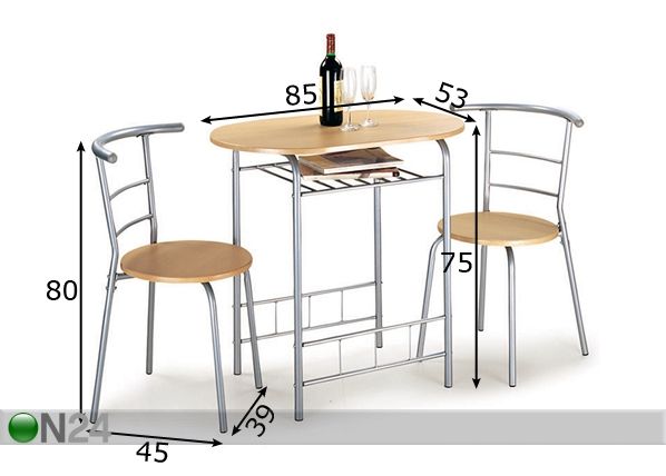 Söögilaua komplekt mõõdud