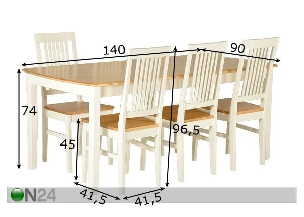 Söögilauakomplekt mõõdud