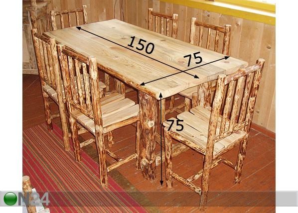 Söögilauakomplekt. laud + 6 tooli mõõdud