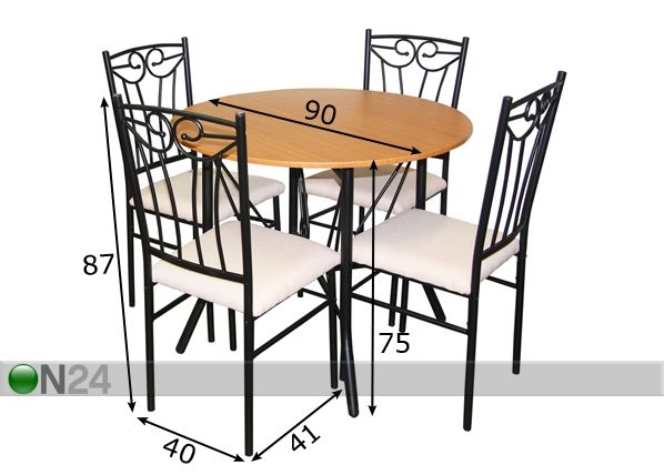 Söögilauakomplekt Lucca 1+4 mõõdud