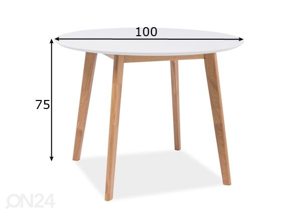 Söögilaud Ø 100 cm mõõdud