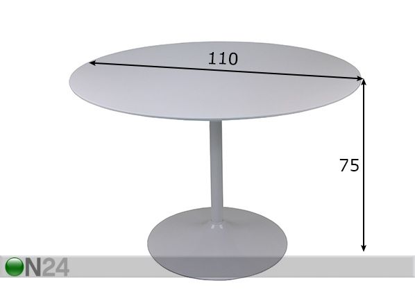 Söögilaud Ø 110 cm mõõdud