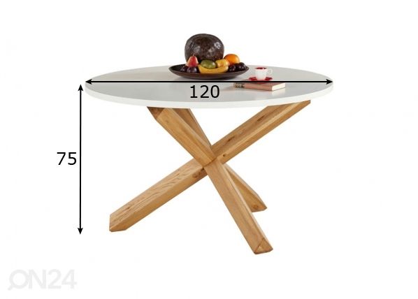 Söögilaud Ø 120 cm mõõdud