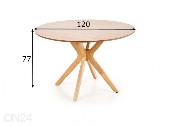 Söögilaud Ø 120 cm mõõdud