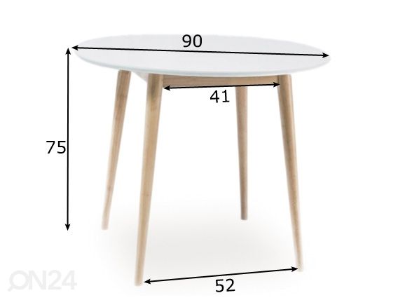 Söögilaud Ø 90 cm mõõdud