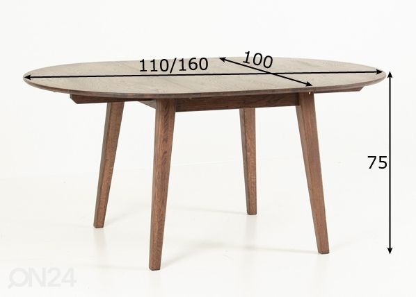 Söögilaud 100x110/160 cm mõõdud