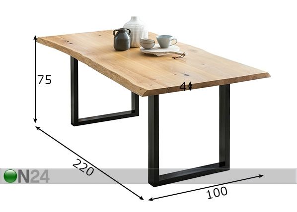 Söögilaud 100x220 cm mõõdud