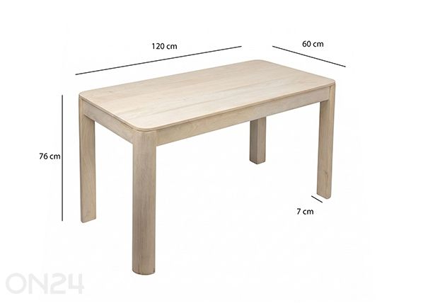 Söögilaud 120 cm, valge mõõdud