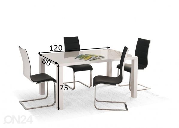 Söögilaud 120x80 cm mõõdud