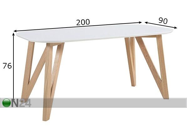 Söögilaud 200x90 cm mõõdud