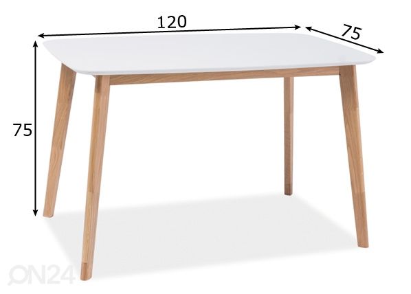 Söögilaud 75x120 cm mõõdud