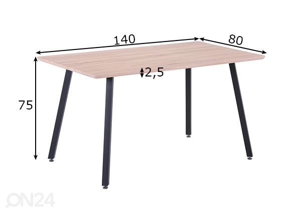 Söögilaud 80x140 cm mõõdud