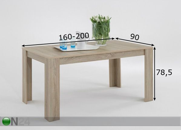 Söögilaud 90x160-200 cm Brunch 6 mõõdud
