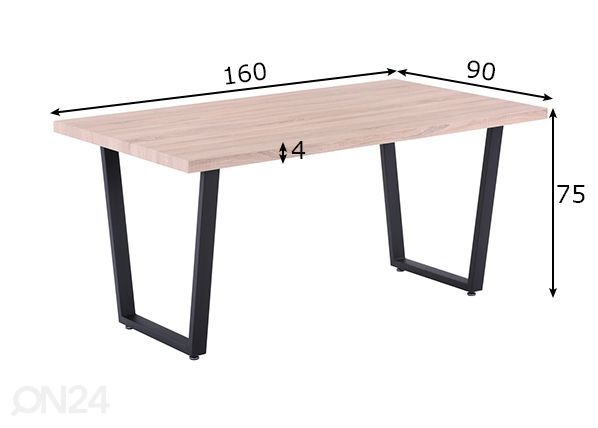 Söögilaud 90x160 cm mõõdud