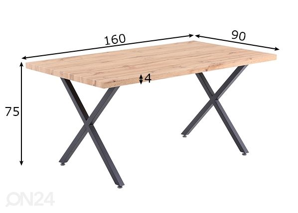 Söögilaud 90x160 cm mõõdud