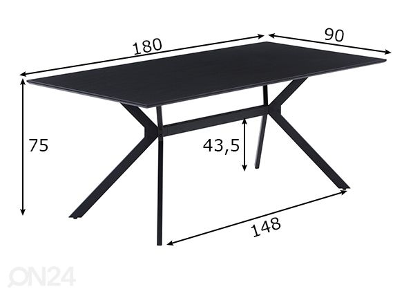 Söögilaud 90x180 cm mõõdud