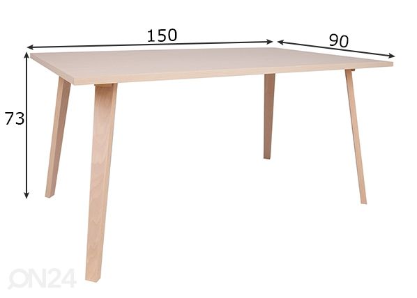 Söögilaud Adora 90x150 cm mõõdud