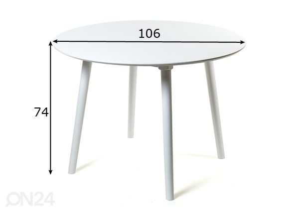 Söögilaud Andria Ø 106 cm mõõdud