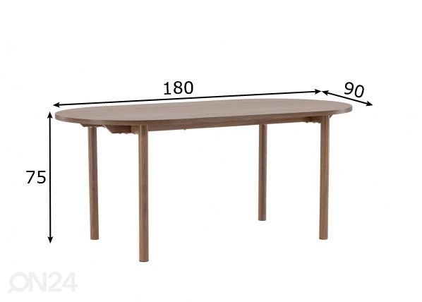 Söögilaud Andy 180x90 cm mõõdud